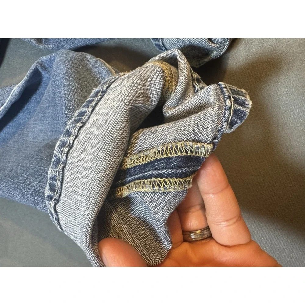 True Religion Jeans Mens 31x32 Light Wash Ricky Relaxed Straight Flap Big Tag
